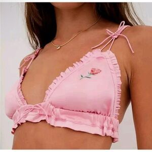 For Love And Lemons Pink Ruffle Bra NWOT